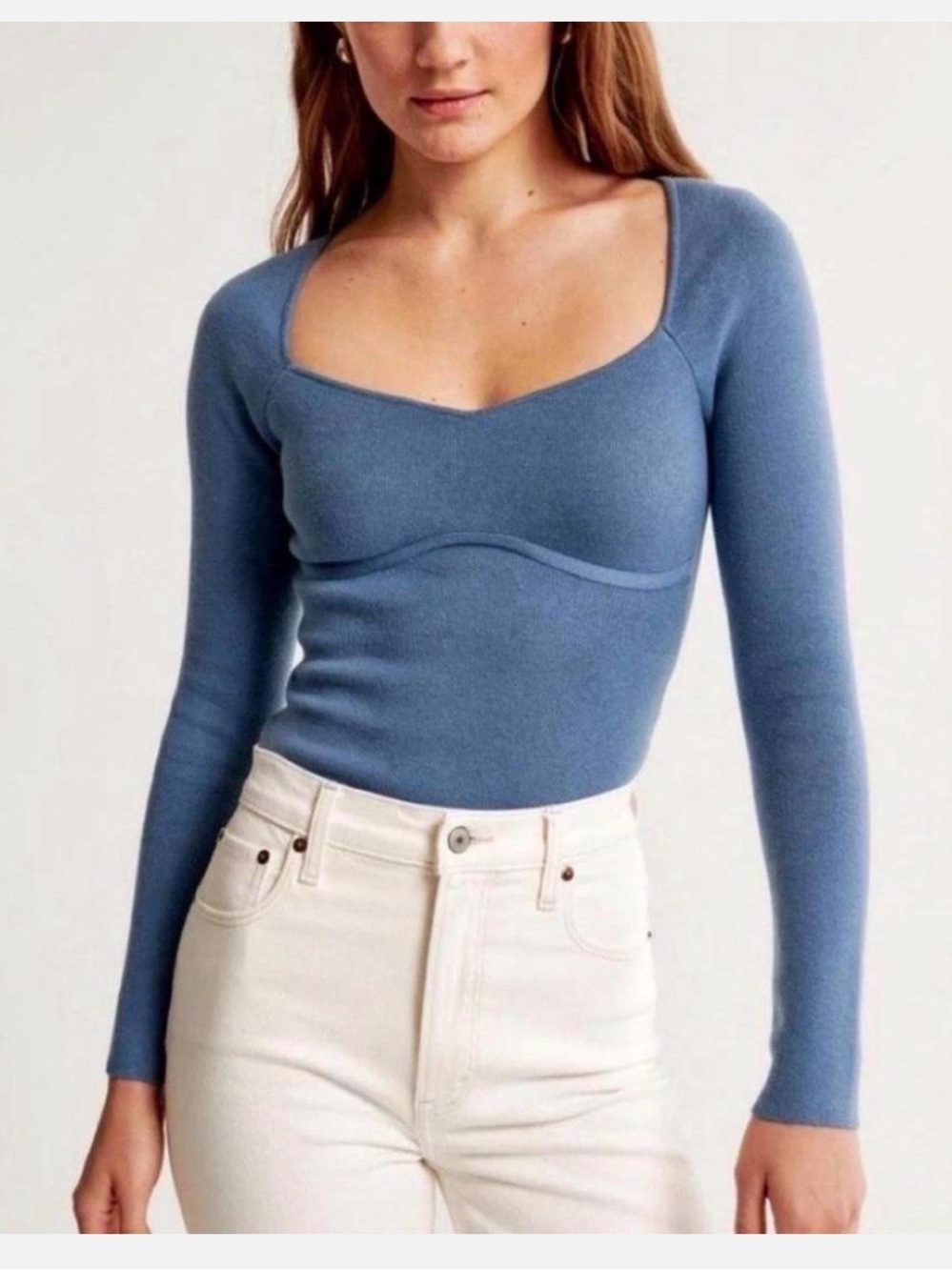 NWT Abercrombie stretchy knit top. Blue, Size S